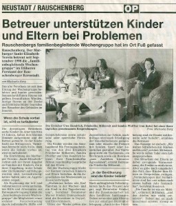 Zeitungsbericht Familienbegleitende Wochengruppe Rauschenberg